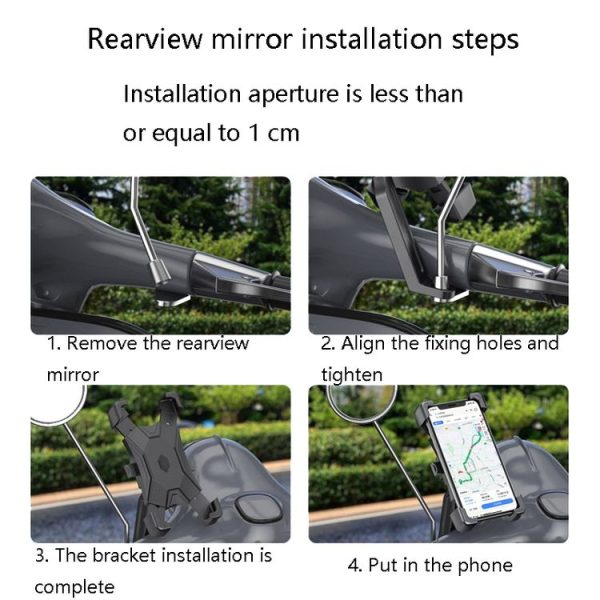 Electric Car Rearview Mirror Mobile Phone Bracket Bicycle Mobile Phone Bracket Motorcycle Handle Mobile Phone Bracket Riding Bracket, Colour: Motorcycle Rearview Mirror - Image 3