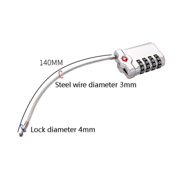 Zinc Alloy Red Dot Luggage Small Padlock Small Mini Code Lock (Silver) - Image 5