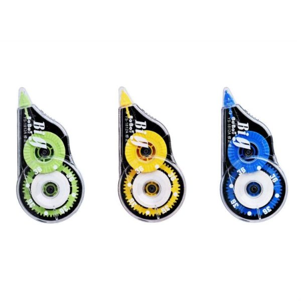 3 in 1 Correction Belt Environmental Protection Office Student Stationery Large-Capacity Correction Belt (Yellow Blue Green)