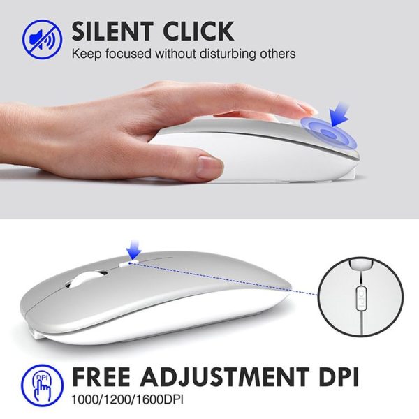 Inphic PM1 Office Mute Wireless Laptop Mouse, Style: Matte (Space Silver) - Image 4