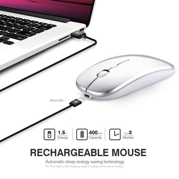 Inphic PM1 Office Mute Wireless Laptop Mouse, Style: Matte (Space Silver) - Image 6