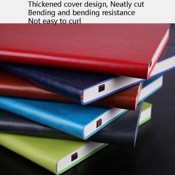 Notebook Student Notepad Diary Book Business Record Book PU Notebook, Cover color: B5 Plain Weave Black - Image 6