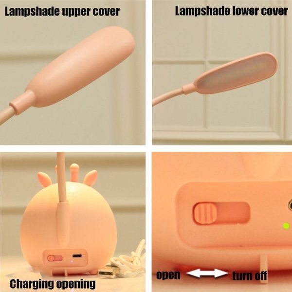 YW2021 Cartoon Cute LED Eye Protection Desk Lamp Student Dormitory Bedroom Folding Reading Desk Lamp, Colour: Blue Lamb - Image 3