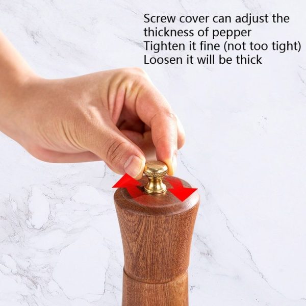 Wood Pepper Grinder Kitchen Household Manual Solid Pepper Powder Black Pepper Mill Grinder Bottle Seasoning Jar, Specification: 5 inch - Image 3