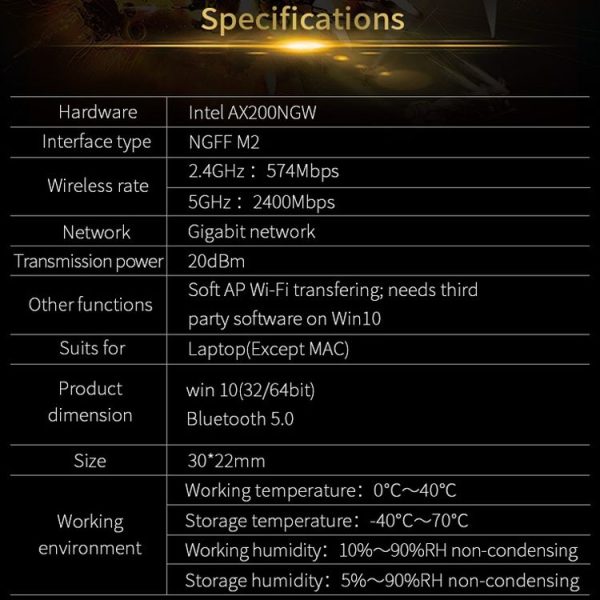 COMFAST CF-AX200 M Gaming Game 3000Mbps Wireless Network Card Dual Band 5.0 Bluetooth WiFi High Power Wireless Network Card - Image 11