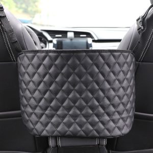 Car Storage Net Pocket Between Two Seats Storage Bag Universal Car Screen Suspension Car Storage (Black)