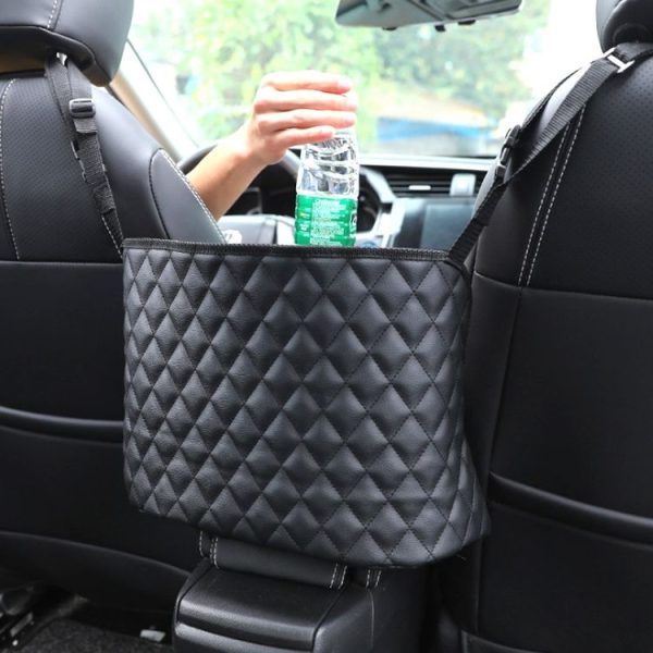Car Storage Net Pocket Between Two Seats Storage Bag Universal Car Screen Suspension Car Storage (Black) - Image 6