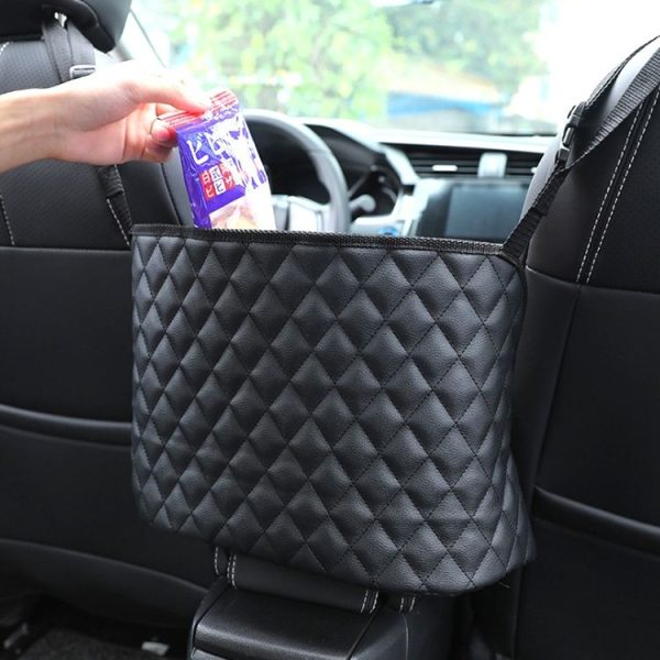 Car Storage Net Pocket Between Two Seats Storage Bag Universal Car Screen Suspension Car Storage (Black) - Image 7