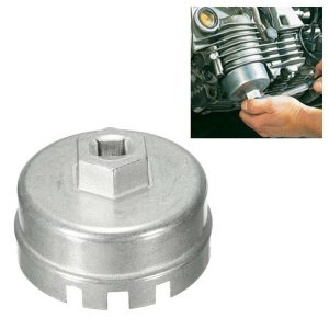 64.5mm Aluminum Oil Filter Wrench Cap Socket Remover Tool for Lexus Toyota Corolla Highlander RAV4 Camry Universal Housing (Silver)