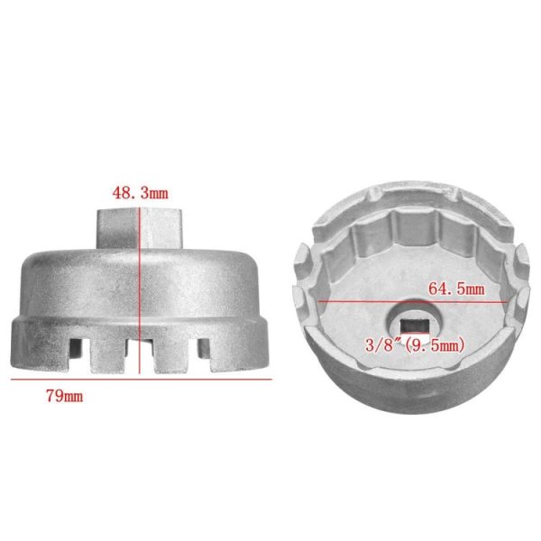 64.5mm Aluminum Oil Filter Wrench Cap Socket Remover Tool for Lexus Toyota Corolla Highlander RAV4 Camry Universal Housing (Silver) - Image 5