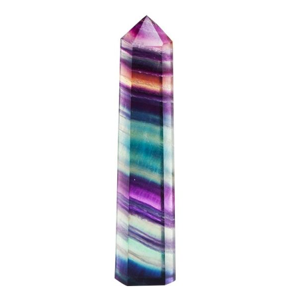 Natural Rough Stone Hexagonal Crystal Column Colorful Fluorite Column Ornaments, Size: 3.5-4 cm