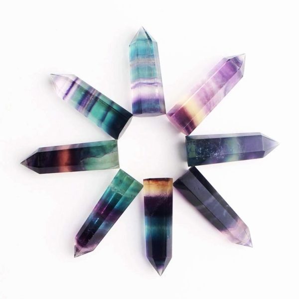 Natural Rough Stone Hexagonal Crystal Column Colorful Fluorite Column Ornaments, Size: 3.5-4 cm - Image 3