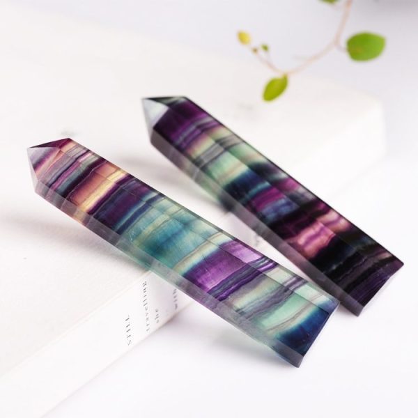 Natural Rough Stone Hexagonal Crystal Column Colorful Fluorite Column Ornaments, Size: 3.5-4 cm - Image 4