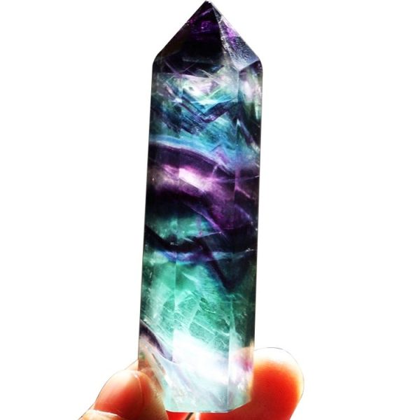 Natural Rough Stone Hexagonal Crystal Column Colorful Fluorite Column Ornaments, Size: 7.5-8 cm - Image 2