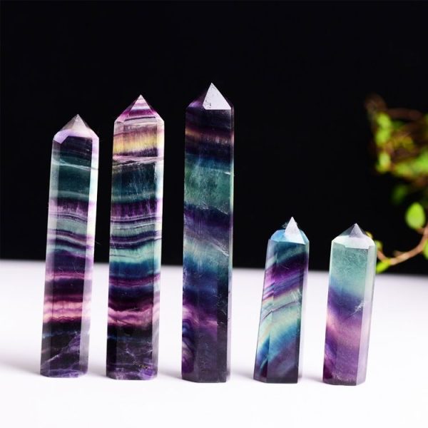 Natural Rough Stone Hexagonal Crystal Column Colorful Fluorite Column Ornaments, Size: 7.5-8 cm - Image 5
