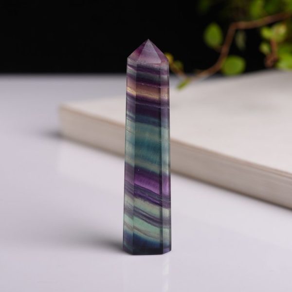 Natural Rough Stone Hexagonal Crystal Column Colorful Fluorite Column Ornaments, Size: 12.1-13 cm - Image 2