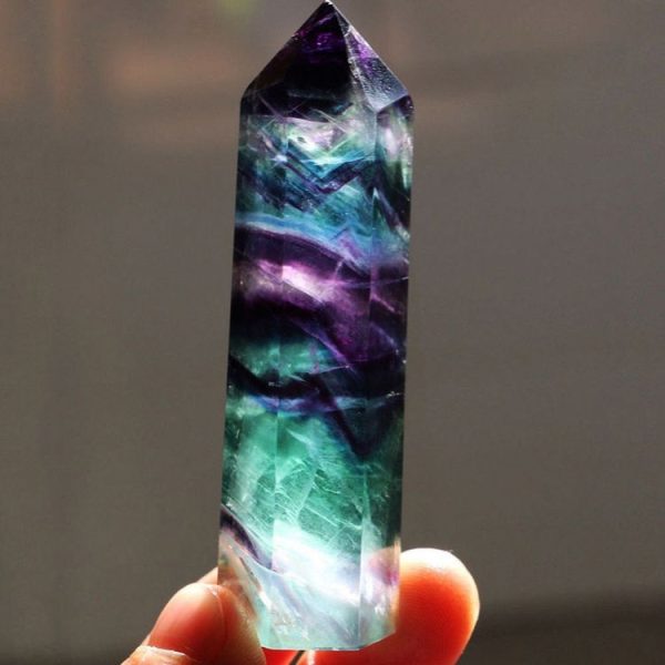 Natural Rough Stone Hexagonal Crystal Column Colorful Fluorite Column Ornaments, Size: 12.1-13 cm - Image 3