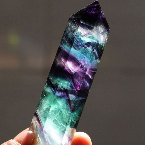 Natural Rough Stone Hexagonal Crystal Column Colorful Fluorite Column Ornaments, Size: 12.1-13 cm - Image 4