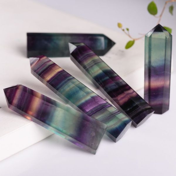 Natural Rough Stone Hexagonal Crystal Column Colorful Fluorite Column Ornaments, Size: 12.1-13 cm - Image 5