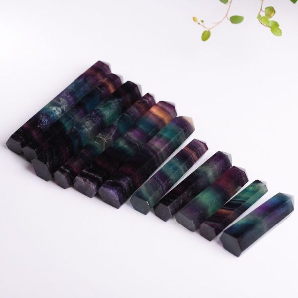 Natural Rough Stone Hexagonal Crystal Column Colorful Fluorite Column Ornaments, Size: 12.1-13 cm - Image 6