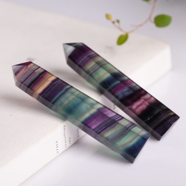 Natural Rough Stone Hexagonal Crystal Column Colorful Fluorite Column Ornaments, Size: 12.1-13 cm - Image 7