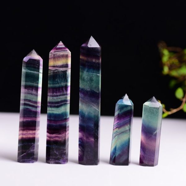 Natural Rough Stone Hexagonal Crystal Column Colorful Fluorite Column Ornaments, Size: 12.1-13 cm - Image 8
