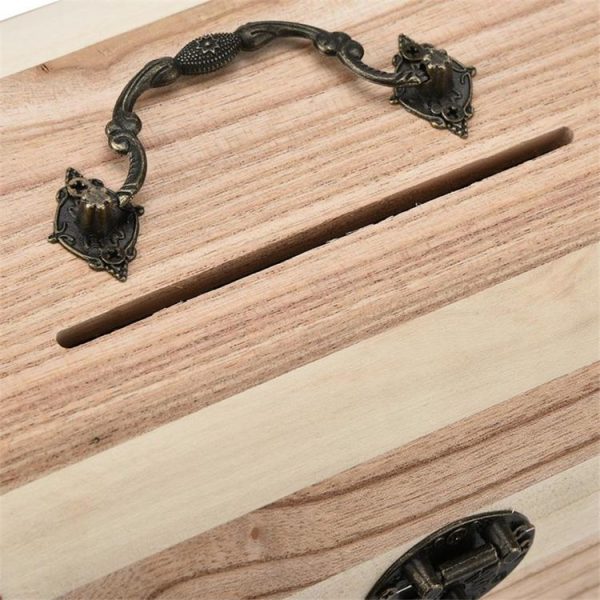 Multi Function Treasure Chest Wooden Safe Piggy Bank - Image 4