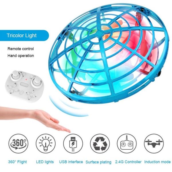 Colorful Lights 5 Induction Quadcopter UFO Mini Drone, Colour: Blue + Remote Control - Image 2