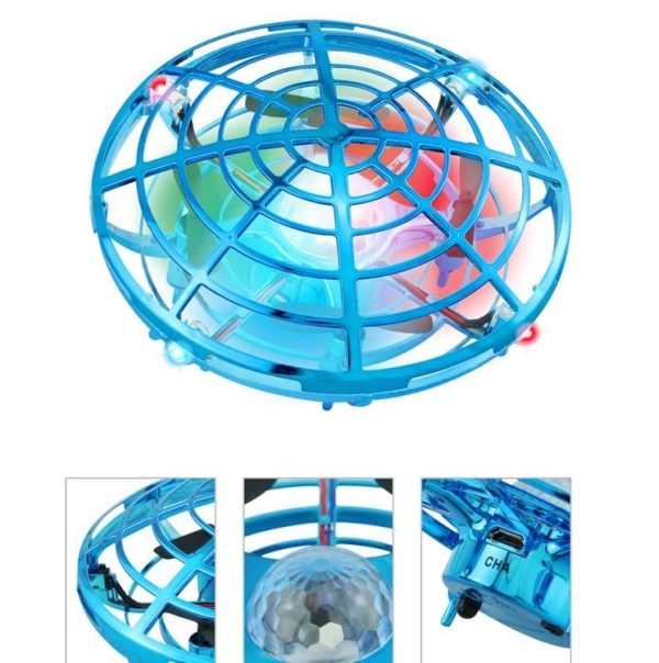 Colorful Lights 5 Induction Quadcopter UFO Mini Drone, Colour: Blue + Remote Control - Image 3