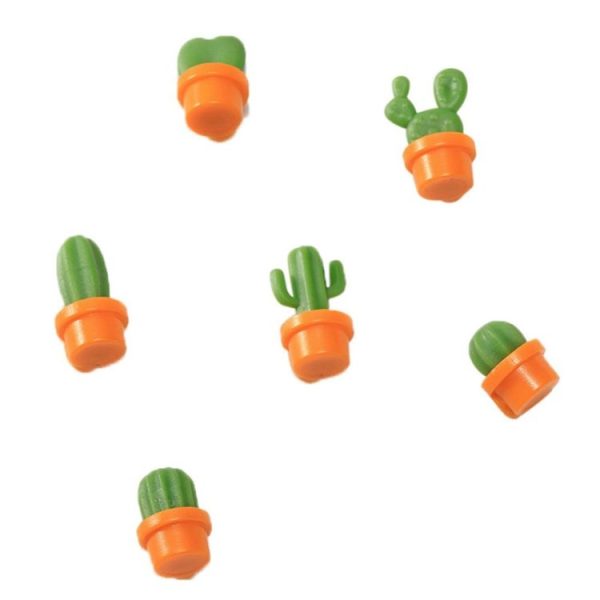 6 PCS / Set Green Cactus Refrigerator Stickers Magnetic Message Stickers Decorative Accessories (Orange)