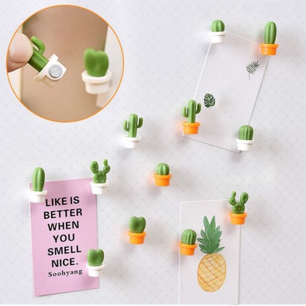 6 PCS / Set Green Cactus Refrigerator Stickers Magnetic Message Stickers Decorative Accessories (Orange) - Image 3