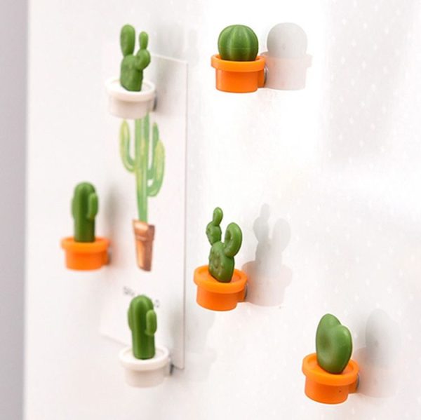 6 PCS / Set Green Cactus Refrigerator Stickers Magnetic Message Stickers Decorative Accessories (Orange) - Image 5