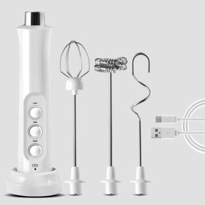 Whisk Household Electric Baking Mini Wireless Hand-Held Charging Stirrer Milk Frother (White)