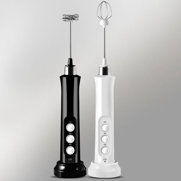 Whisk Household Electric Baking Mini Wireless Hand-Held Charging Stirrer Milk Frother (White) - Image 2