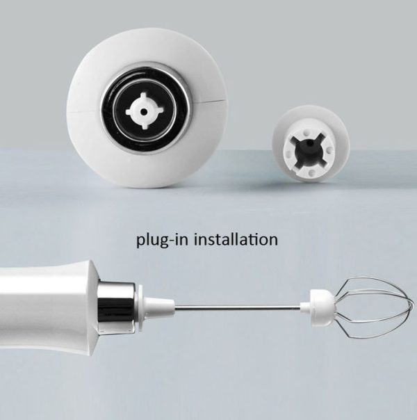 Whisk Household Electric Baking Mini Wireless Hand-Held Charging Stirrer Milk Frother (White) - Image 4