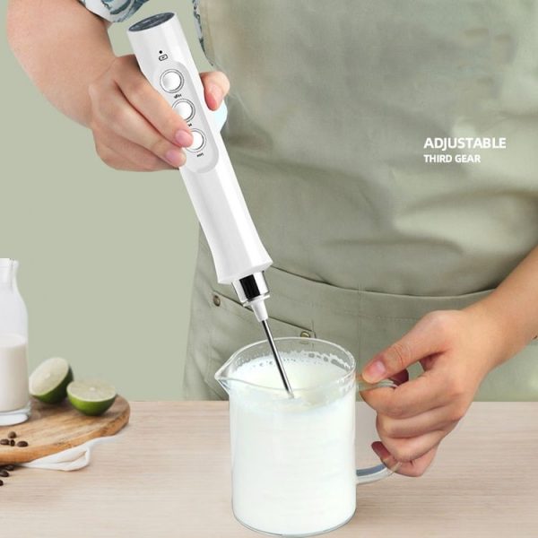 Whisk Household Electric Baking Mini Wireless Hand-Held Charging Stirrer Milk Frother (White) - Image 7