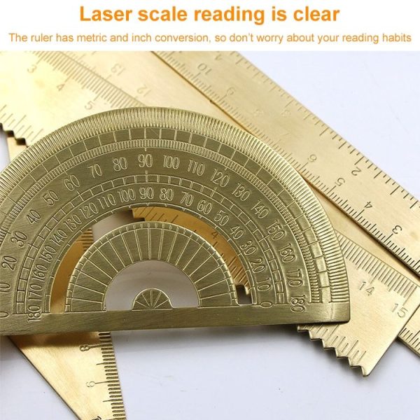 Brass Retro Drawing Ruler Measuring Tools, Model: 0-120mm Caliper Double Scale - Image 4