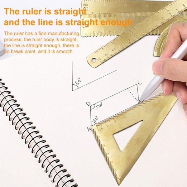 Brass Retro Drawing Ruler Measuring Tools, Model: 0-120mm Caliper Double Scale - Image 6
