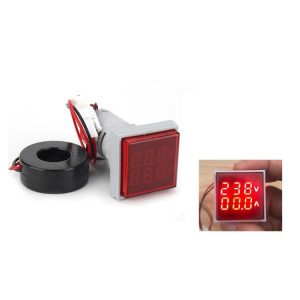 AD16-22FVA Square Signal Indicator Type Mini Digital Display AC Voltage And Current Meter (Red)