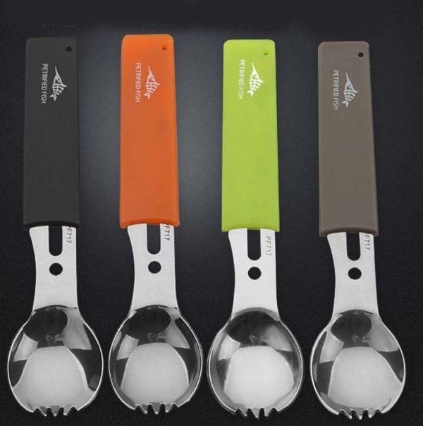2 PCS Multifunctional Camping Tableware Knife Fork And Spoon Integrated Outdoor Survival Tool, Random Color Delivery - Image 3
