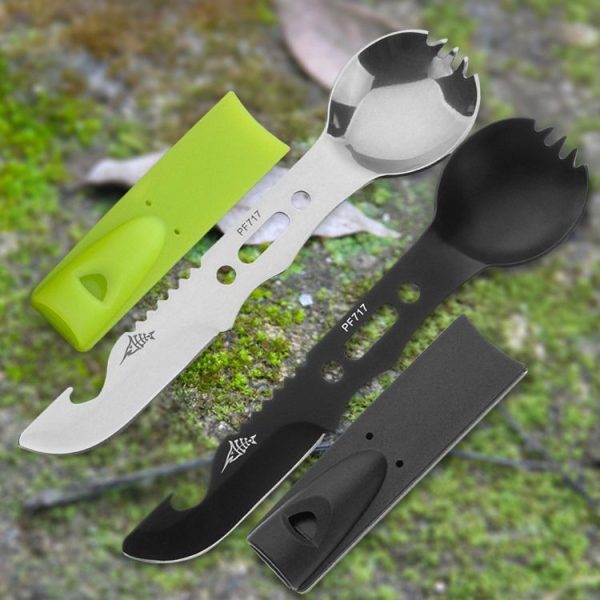 2 PCS Multifunctional Camping Tableware Knife Fork And Spoon Integrated Outdoor Survival Tool, Random Color Delivery - Image 4