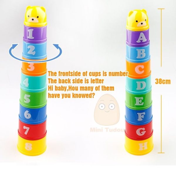 Educational Baby Toys 6Month Figures Letters Foldind Stack Cup Tower Children Early Intelligence - Image 4