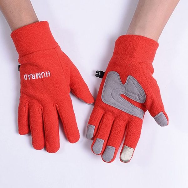 HUMRAD Fall And Winter Outdoor Thermal Cold-proof Touch Screen Polar Fleece Gloves, Size: Free Size (Red) - Image 2