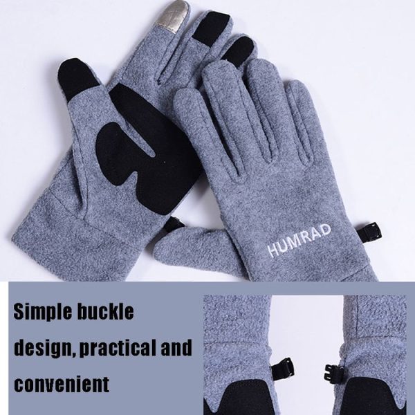 HUMRAD Fall And Winter Outdoor Thermal Cold-proof Touch Screen Polar Fleece Gloves, Size: Free Size (Red) - Image 4
