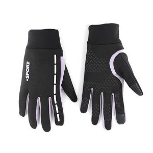 QX-2020-007 Plush Warm Waterproof Anti-slip Touch Screen Outdoor Sports Gloves, Size: M (Purple)