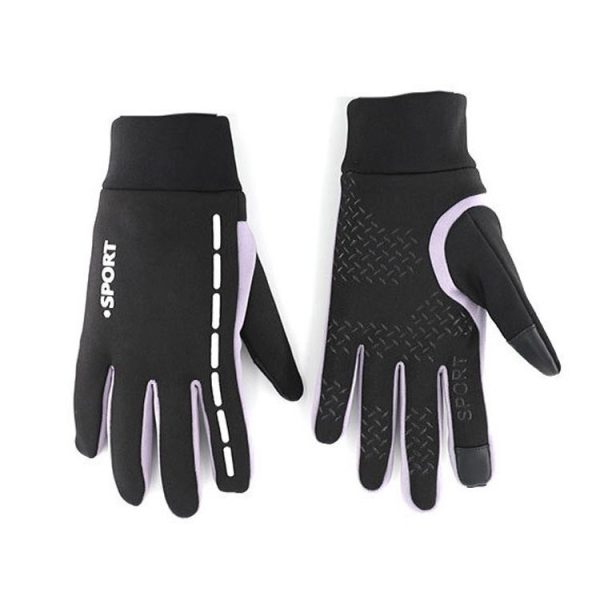QX-2020-007 Plush Warm Waterproof Anti-slip Touch Screen Outdoor Sports Gloves, Size: M (Purple)