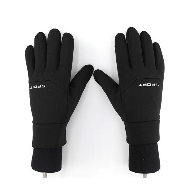 QX-2020-005 Outdoor Cycling Mountaineering Skiing Waterproof Windproof Touch Screen Plus Velvet Warm Sports Gloves, Size: M (Black)