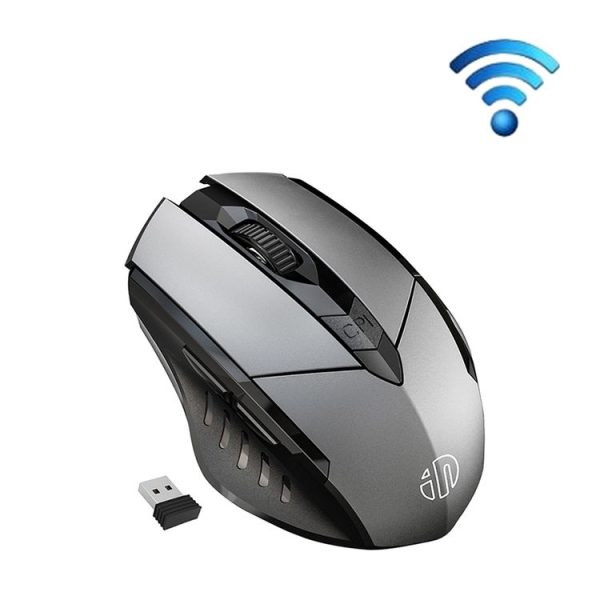 Inphic PM6 6 Keys 1000 / 1200 / 1600 DPI Home Gaming Wireless Mechanical Mouse, Colour: Gray Wireless Charging Silent Version