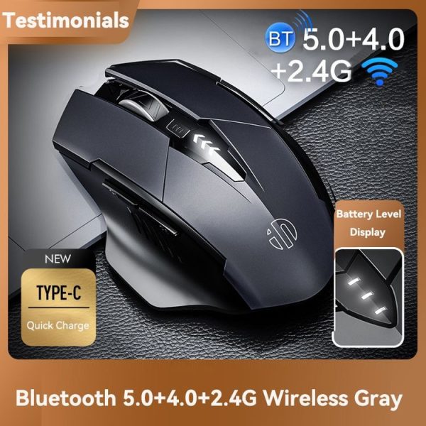 Inphic A1 6 Keys 1000 / 1200 / 1600 DPI Home Gaming Wireless Mechanical Mouse, Colour: Gray Wireless+Bluetooth 4.0+Bluetooth 5.0 - Image 2