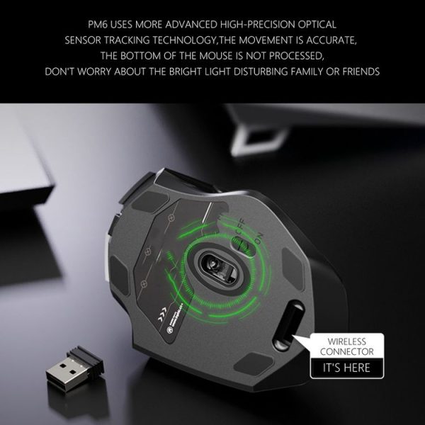 Inphic A1 6 Keys 1000 / 1200 / 1600 DPI Home Gaming Wireless Mechanical Mouse, Colour: Gray Wireless+Bluetooth 4.0+Bluetooth 5.0 - Image 3